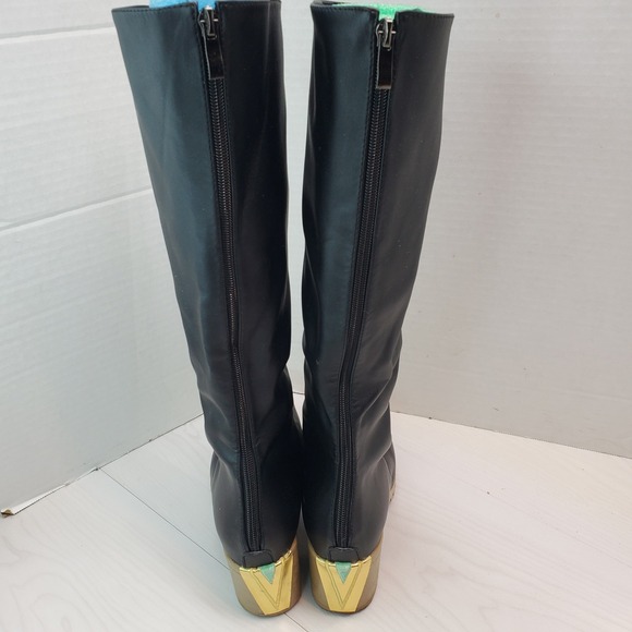 Genshin Impact Alhaitham Cosplay Tall Black Boots Gold Accent Toe Chunky Size 7 - Picture 9 of 9